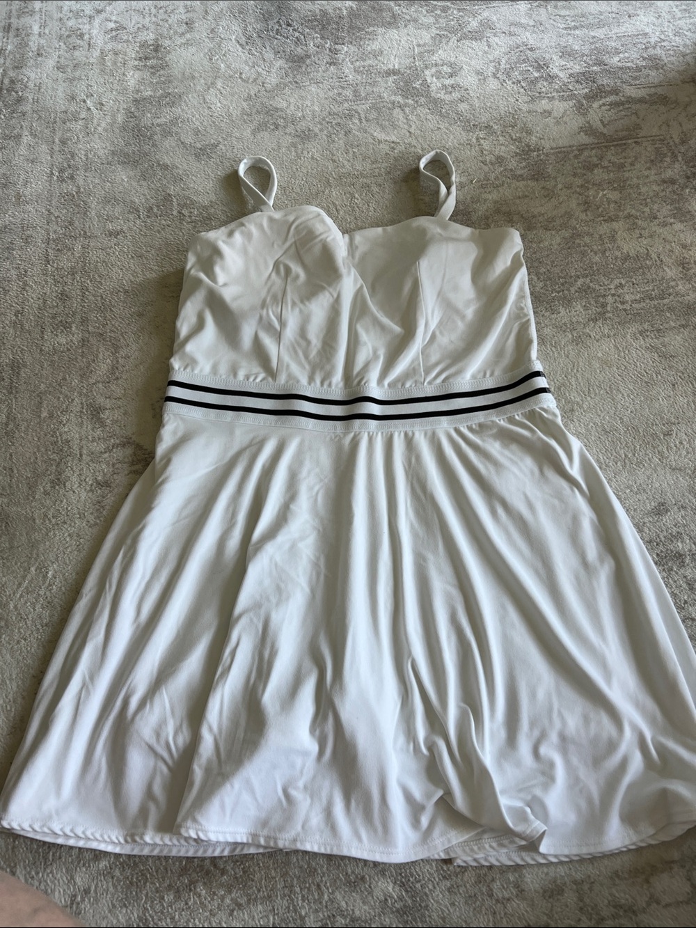 White Strappy Sundress with Contrast Waistband